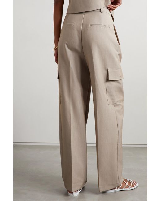 Frankie Shop Maesa Pleated Woven Wide-leg Cargo Pants in Natural | Lyst UK