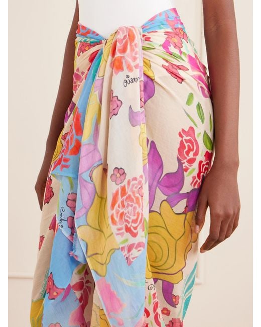 Donde Esteban White Flores Floral-Printed Cotton And Modal-Blend Pareo