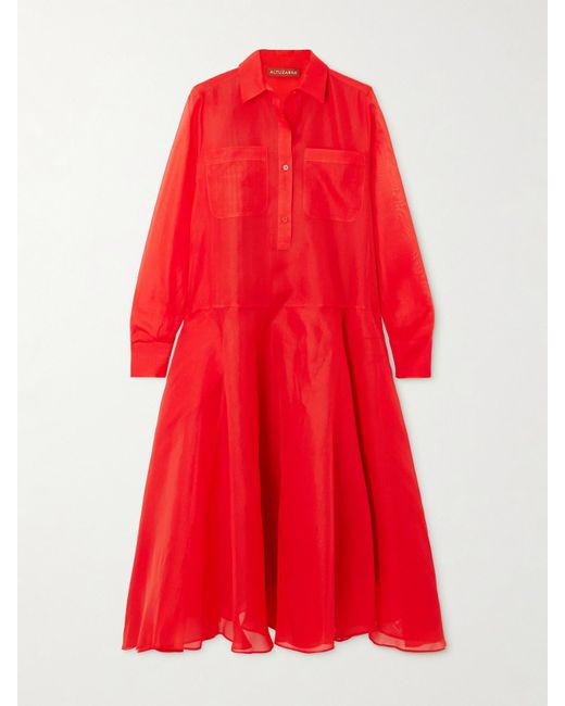 Altuzarra Red Sissy Silk-Organza Midi Dress