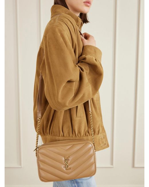 Saint Laurent Natural Loulou Quilted Textured-Leather Shoulder Bag