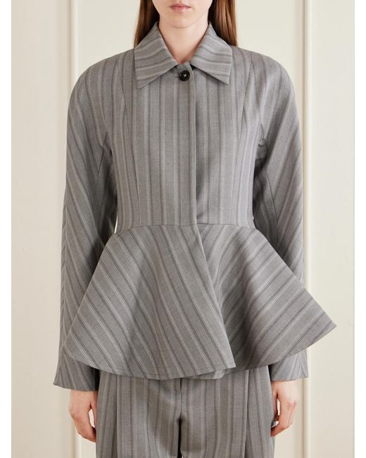 Stella McCartney Gray Striped Flared Wool Blazer