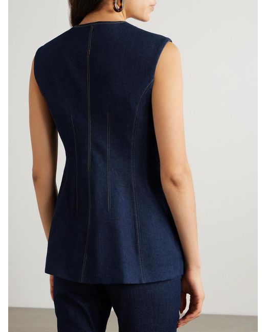 Veronica Beard Blue Jessup Topstitched Denim Vest