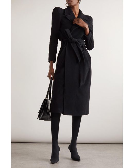 Balenciaga Black Mantel Aus Einer Kaschmirmischung Mit Bindegürtel