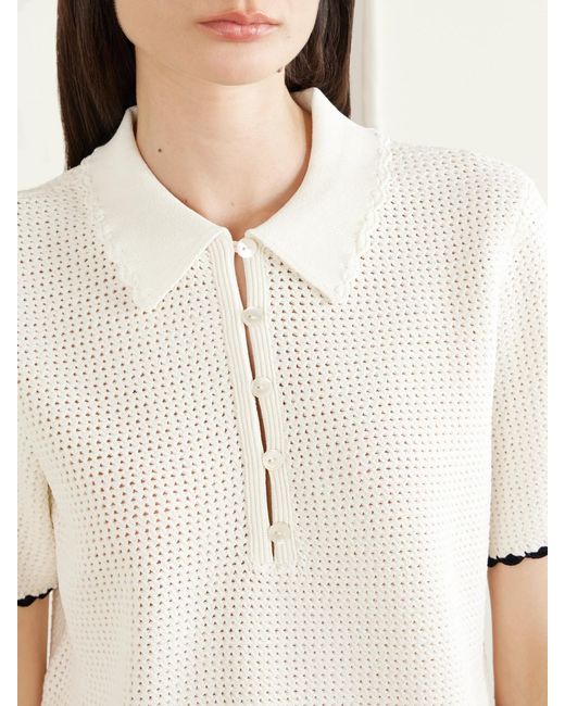 FRAME White Daybreak Mesh Polo Shirt