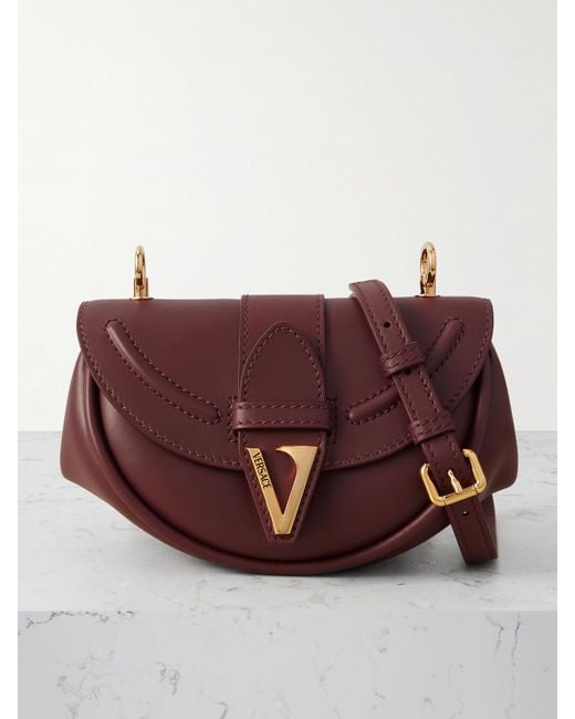 Versace Brown Virtus Schultertasche Aus Leder Mit Verzierungen
