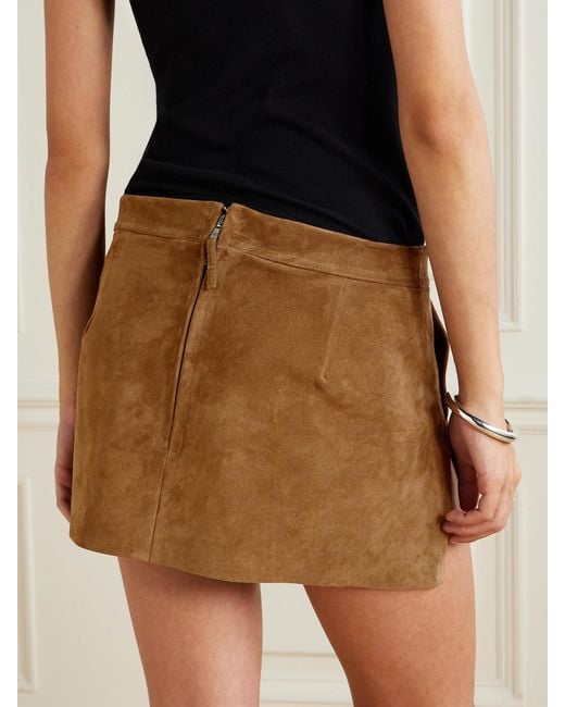 Rick Owens Natural Fog Layered Suede Mini Skirt