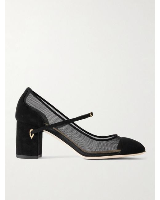 JENNIFER CHAMANDI Black Paolo 65 Mesh And Suede Pumps