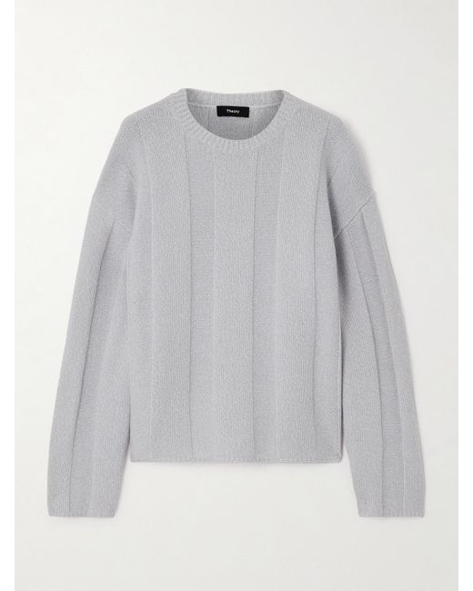 Theory Striped Wool blend Sweater in Grey Lyst UK