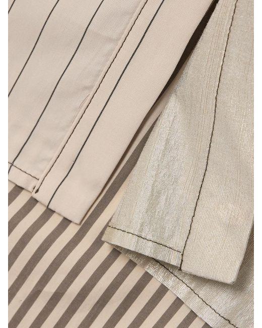 Christopher John Rogers Natural Oversized Striped Patchwork Silk-Satin, Cotton-Poplin And Cotton-Blend Shirt
