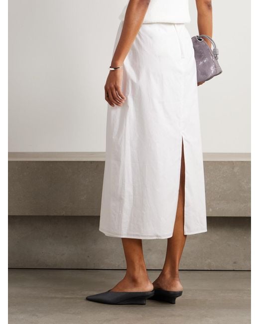 Jupe Midi En Popeline De Coton À Fronces Carven en coloris White