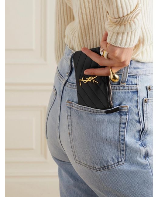 Saint Laurent Black Cassandre Quilted Leather Wallet