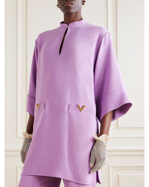 Valentino Garavani Purple Minikleid Aus Seiden-Cady Mit Verzierungen