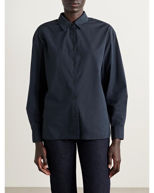 Nili Lotan Blue Amante Cotton-Poplin Shirt