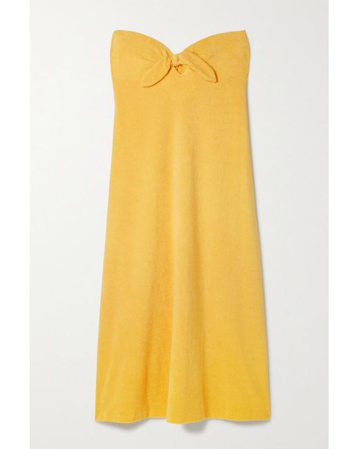 Zimmermann Jeannie Strapless Cotton-blend Terry Midi Dress in Yellow ...