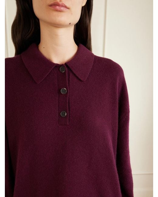 Anine Bing Purple Cashmere Polo Sweater