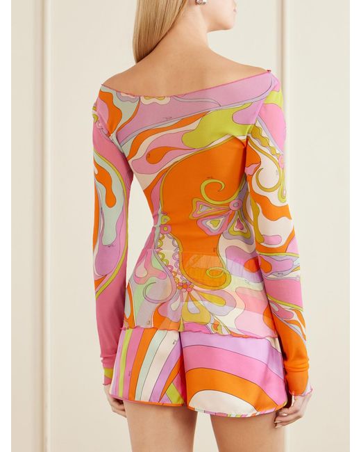 Emilio Pucci Pink Printed Tulle Blouse