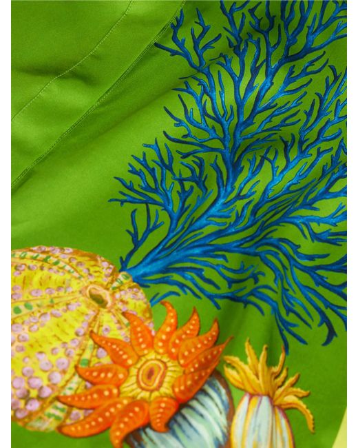 ALÉMAIS Green Sam Pauletto Aquatica Hemd Aus Seidensatin Mit Prints