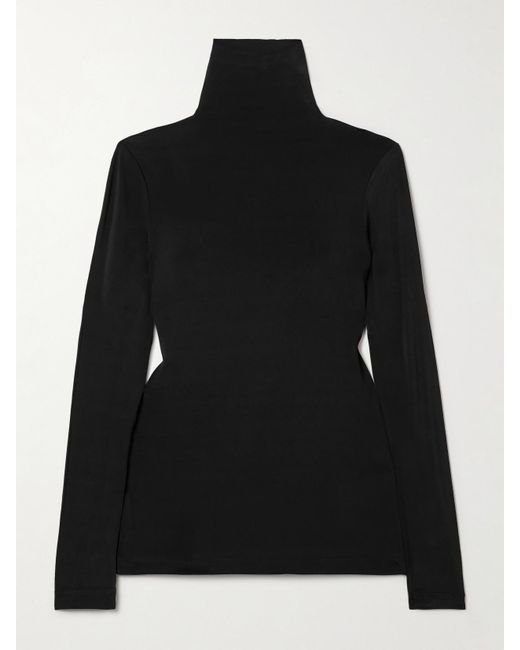 Ulla Johnson Black Aurelia Stretch-Jersey Turtleneck Top