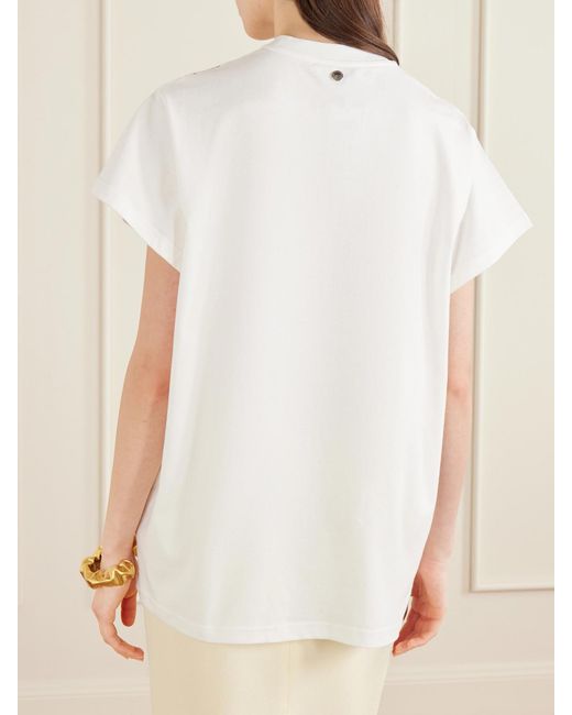 Stella McCartney White Lace-Trimmed Cotton-Jersey T-Shirt