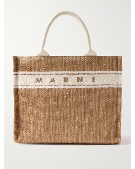 Marni Natural Basket Small Cotton-Blend Trimmed Raffia Tote