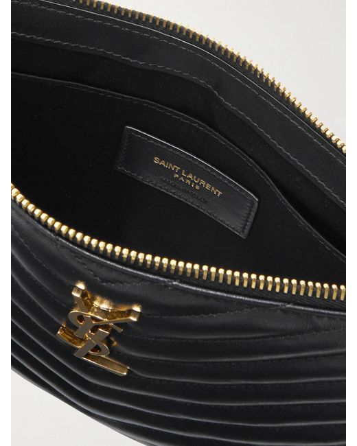 Saint Laurent Black Cassandre Matelassé Leather Pouch