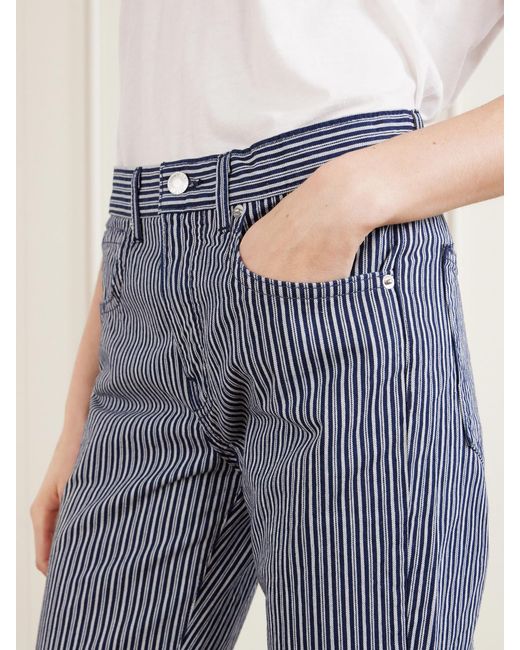 Nili Lotan Blue Celia Striped Straight-Leg Jeans