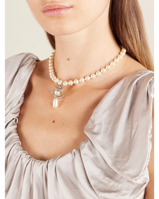 Vivienne Westwood White Orb-Embellished-Tone Beaded Choker