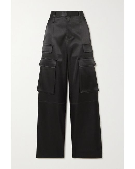 FRAME Straightleg Satin Cargo Pants in Black Lyst