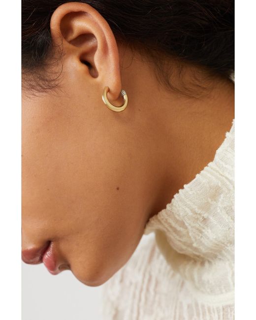 Rainbow K Metallic Small Tube 9-Karat Diamond Single Hoop Earring
