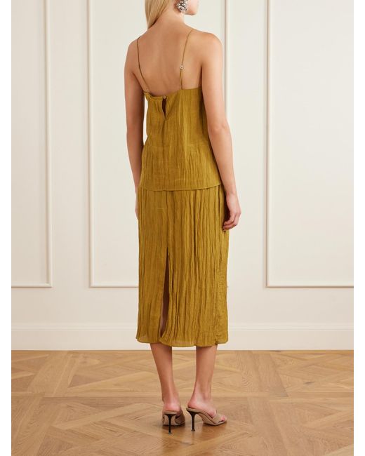 Tibi Yellow Crinkle Charmeuse Tank