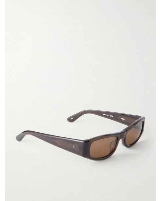 THISTLES Brown The Suede Square-Frame Acetate Sunglasses