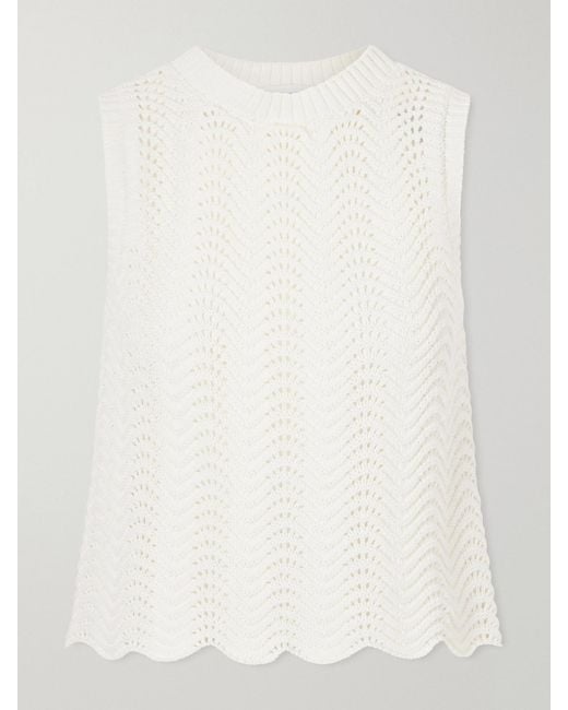 Loulou de Saison Natural Vittoria Crocheted Cotton Top