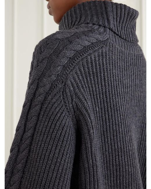 Joseph Blue Alodina Ribbed Wool Turtleneck Sweater
