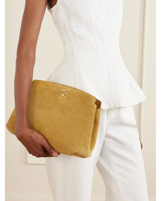 Liffner Natural Pushlock Suede Clutch