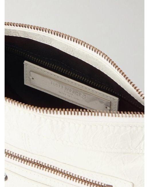Balenciaga Natural Le City Moto Mini Crinkled-Leather Shoulder Bag
