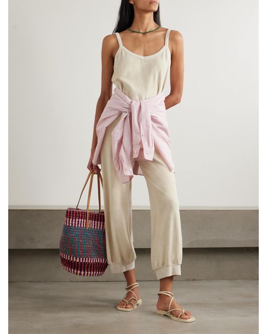 Suzie Kondi Natural Giorgi Cropped Cotton-Blend Terry Jumpsuit