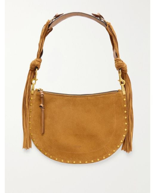 Isabel Marant Brown Oskan Studded Suede Shoulder Bag