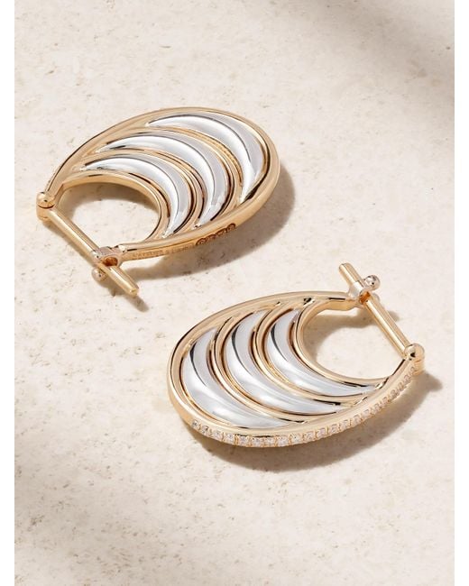 L'Atelier Nawbar Natural Triple Bloop Moo 18-Karat And Diamond Earrings