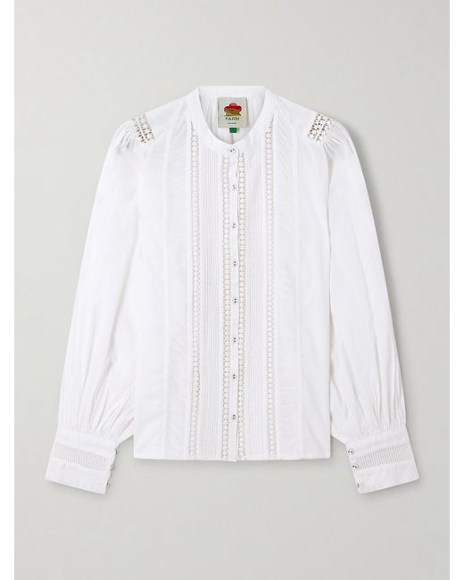 Blouse En Coton À Finitions En Dentelle Farm Rio en coloris White