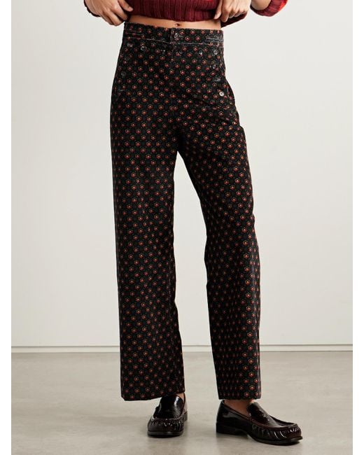 Bode Blue Mcallister Floral-Print Cotton-Corduroy Straight-Leg Pants