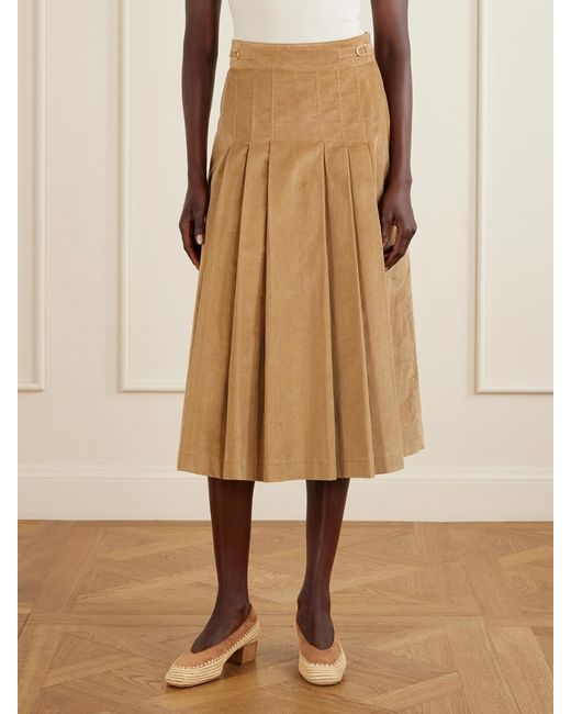 Gabriela Hearst Natural Wesley Corduroy Cotton Maxi Skirt