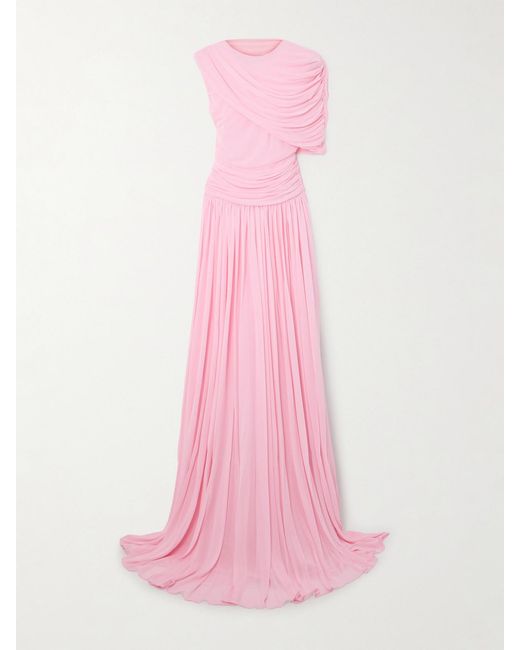 Giambattista Valli Pink Asymmetric Draped Jersey Gown