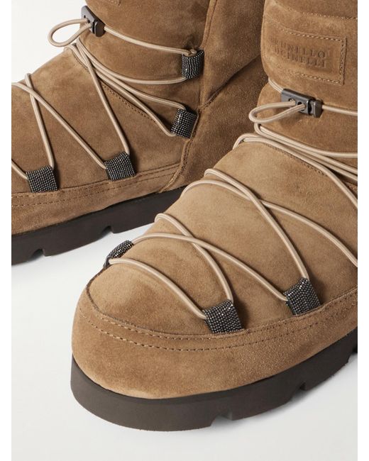 Brunello Cucinelli Brown Padded Suede Boots