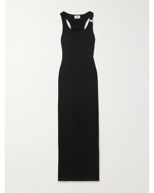 Robe Midi En Coton Côtelé À Ornement Jean Paul Gaultier en coloris Black