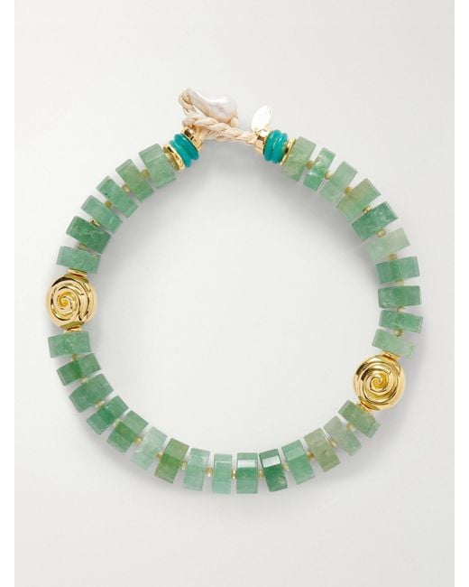 Lizzie Fortunato Green Nautilus-Tone, Pearl And Quartz Necklace