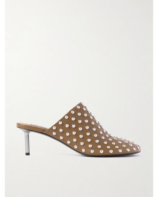 Jil Sander Brown Studded Leather Mules