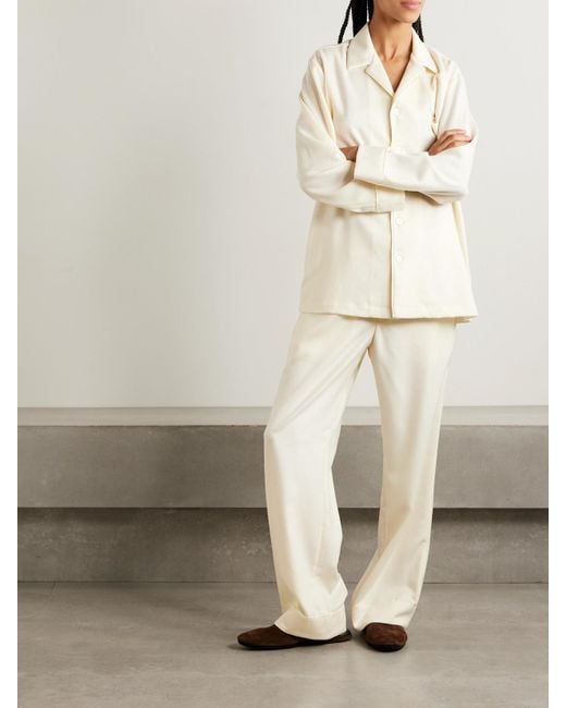 Olivia Von Halle White Vanderbilt Cashmere Pajama Set