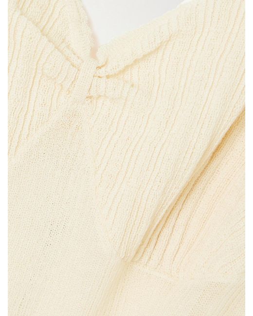 Victoria Beckham Natural Pointelle-Knit Cotton-Blend Camisole
