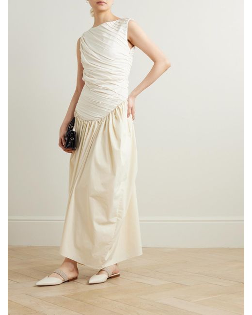 Abadia Natural Ora Midikleid Aus Gerafftem Jersey Und Popeline Aus Einer Tencel-Lyocell-Baumwollmischung