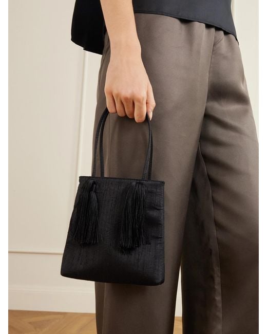Le Sundial White Le Salon Tasseled Dupioni Clutch